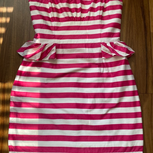 Lilly Pulitzer Maybell Stripe Strapless Pink/White Cocktail Dress Size 4 - Picture 7 of 9